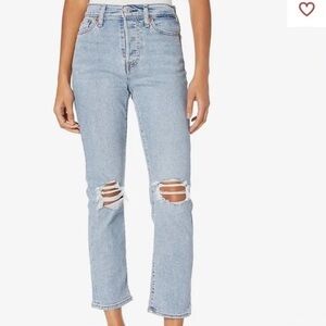 NWT Levi 501 Wedgie Straight Light Wash Size 26 Distressed